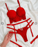 🎀 ست پنج تیکه فانتزی کاپدار فنردار قرمز کد 8000🎀