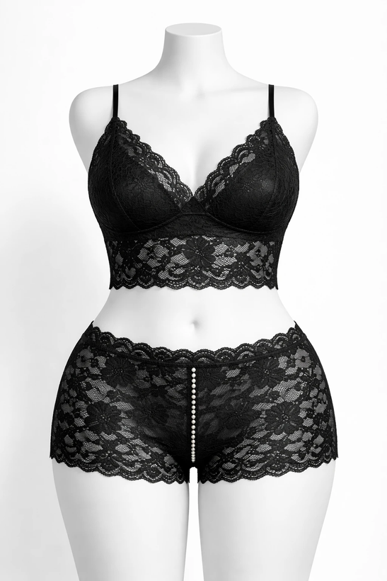 ست دوتیکه گیپوری فانتزی فاق باز مرواریدی 🖤👙✨